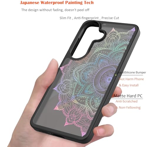 for Samsung Galaxy S26 5G Case: Cute Flowers Floral Design for Girls Women Translucent Matte Slim Soft TPU Bumper Shockproof Silicone Cell Phone Cover (Rainbow Mandala) - color: Rainbow