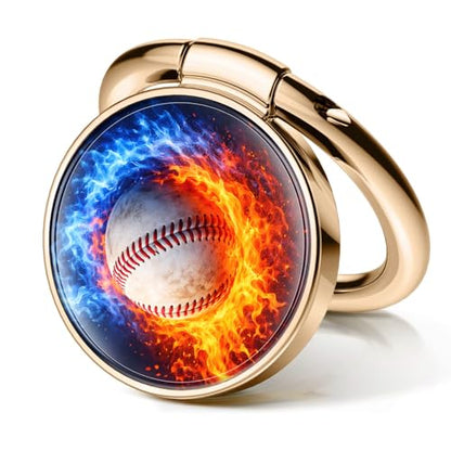 Cell Phone Ring Holder, Cute Metal Phone Grip Stand Finger Ring Kickstand, Flexible 360°Rotation Phone Tablet Case Accessories Compatible with Most Phones Fire Ice Baseball - color: Fire Ice Baseball