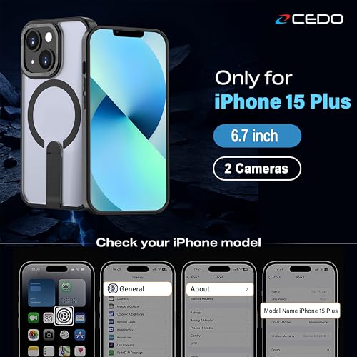 CEDO Magnetic Kickstand Case for iPhone 15 Plus, MagSafe Compatible Black - size: iPhone 15 Plus