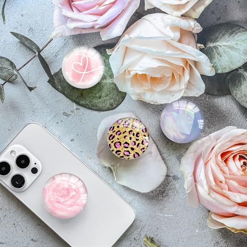 Clear Phone Grip with Expanding Kickstand,Cell Smartphones Collapsible Stand Purple Colorful Heart Design for Phone