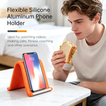 Anna's Portable Foldable Silicone Aluminum Phone Holder, 2026 New Flexible Silicone Aluminum Phone Holder, Folded into Any Shape, Universal Adjustable Anti-Slip Desktop Mount for Home Office Travel