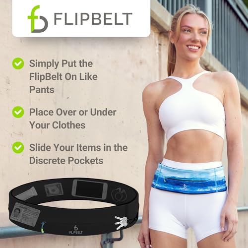 FlipBelt Zipper Running Belt, Waist Pack for Fitness and Running, US Company - color: Black, size: Small