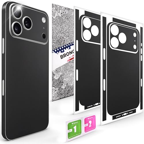 2Pcs Skin Wrap Compatible for iPhone 17 Pro – Slim Decal Vinyl Protective Film for Sides & Back – Sleek Fit, Premium Look – Compatible with All iPhone 17 Pro Cases - Black - color: Black
