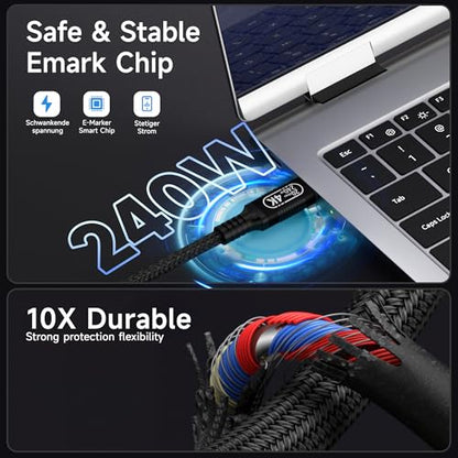 Long Distance USB C Extension Cable 3 Meter, 240W PD & 20Gbps Data Transfer, 4K@60Hz Nylon Braided Extender for Laptop, Monitor, Home Theater,Gaming Setup - size: 10ft/3m