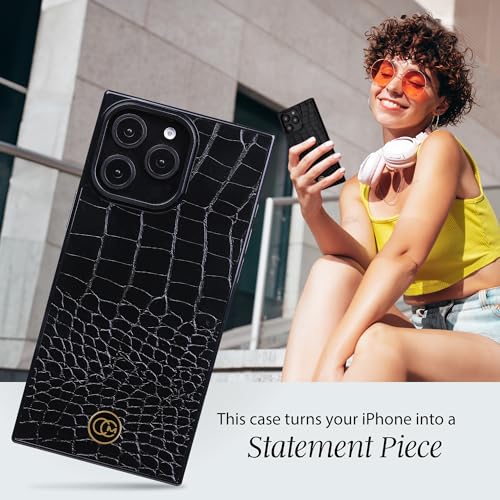 COCOMII Rectangle for iPhone 15 Pro Case, Black Crocodile Leather | Compatible with MagSafe Wireless Charging, Shockproof 10ft Drop Protection, Camera & Screen Protection, Premium Glossy Finish - color: Black Crocodile Leather, size: iPhone 15 Pro (6.1")