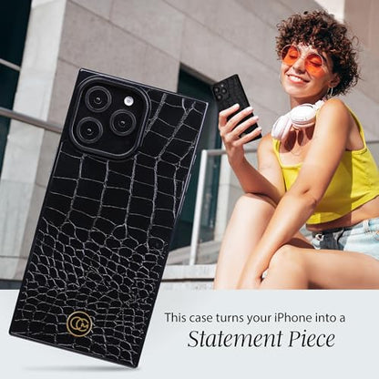 COCOMII Rectangle for iPhone 15 Pro Case, Black Crocodile Leather | Compatible with MagSafe Wireless Charging, Shockproof 10ft Drop Protection, Camera & Screen Protection, Premium Glossy Finish - color: Black Crocodile Leather, size: iPhone 15 Pro (6.1")