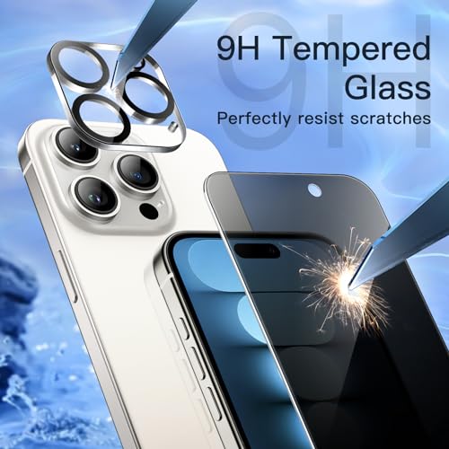 JETech Privacy Screen Protector for iPhone 15 Pro, 2+2 Pack - size: iPhone 15 Pro