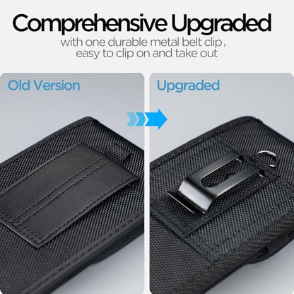 Nylon Holster with Belt Clip Compatible with Galaxy S25/24/23 Ultra and Note 20 Ultra 5G Note 10+ Plus 5G, Cell Phone Pouch with ID Card Holder Pen Holder, Black -XL - size: X-Large