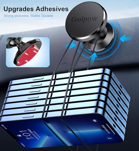 【2-Pack】Magnetic Phone Holder for Car Dash Strong Magnetic Car Phone Mount - color: Black