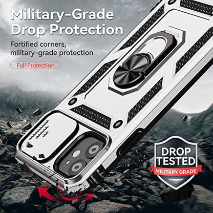 for iPhone 11 Case,with Screen Protectors and Camera Cover,[Military Grade] 16ft.Drop Tested Cover with Magnetic Kickstand Protective Case for iPhone 11 6.1 inch, Silver - color: Silver