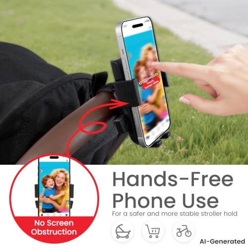 Baby Stroller Phone Holder, Universal Handlebar Phone Mount Black