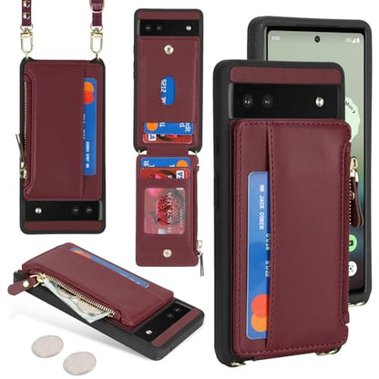 Cavor Compatible with Google Pixel 6a Case Wallet, Wine red - color: Wine red, size: Google Pixel 6a
