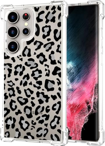 Hungo Galaxy S24 Ultra Case Leopard Cheetah Cute Clear Design, Girly for Women Girls Floral Transparent Case Compatible with Samsung Galaxy S24 Ultra Leopard Cheetah Print - color: Leopard Cheetah