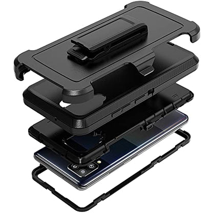 Compatible with Samsung Galaxy A42 5G Case,with Screen Protectors,Heavy Duty Rugged Shockproof Full Body Protection Kickstand Case with Belt Clip Holster for Samsung Galaxy A42 5G (Black) - color: Black