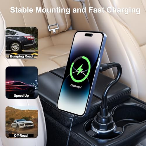 for Qi2 15W MagSafe Round Car Cup Holder Charger Magnetic Charger
