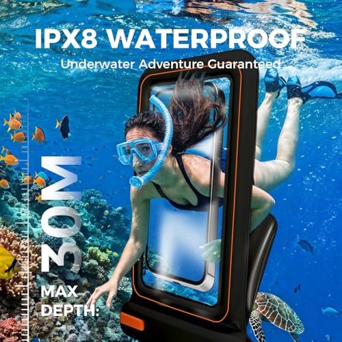 Wokyo 2 Pack IPX8 Waterproof Phone Pouch, Dual Pocket Case Fits 7.2 Inch Smartphones Blue Floating Dry Bag with Lanyard Underwater Photography Capable Cruise Travel Essential - color: Blue+Blue