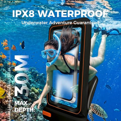 Wokyo Waterproof Phone Pouch 2 Pack, Double Space IPX8 Floating Dry Bag for 7.2" Devices Green Heavy Duty Lanyard Touchscreen Friendly Perfect for Beach & Snorkeling - color: Green+Green