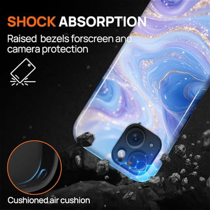 Case for iPhone 13 iPhone 14, Shockproof Hybrid Protective Phone Case, Dual-Layer Drop Protection Anti-Scratch, Blue Purple Fluid - color: Blue Purple Fluid, size: iPhone 13 14