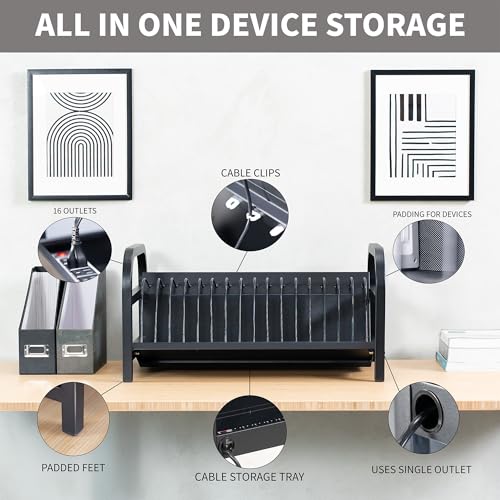 VIVO Black 16-Bay Laptop Open Charging Station, Stand-LAPC3 - size: 16-Bay