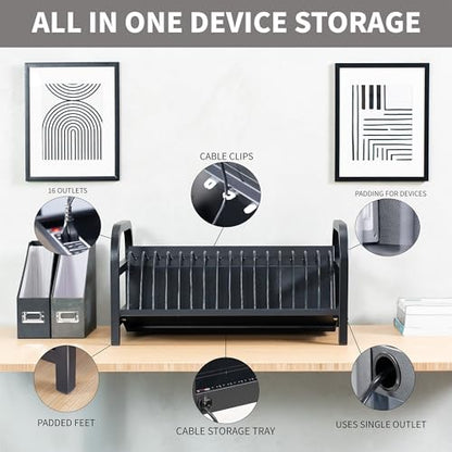 VIVO Black 16-Bay Laptop Open Charging Station, Stand-LAPC3 - size: 16-Bay