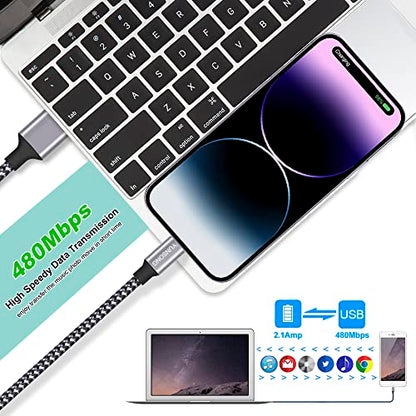 iPhone Charger, 3Pack 6FT Nylon Braided Lightning Cable Fast Charging Cord