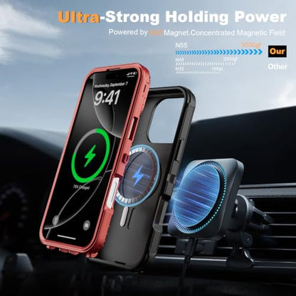 Follaroma for iPhone 16 Pro Case,Magnetic,Heavy Duty Case,6.3'',Black-red - color: Black-red, size: iPhone 16 Pro 6.3''