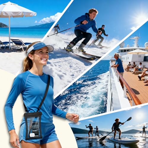 CACOE Floatable Waterproof Phone Pouch 2 Pack Up to 10.0", Black+Pink | Floatable, IPX8 Waterproof Phone Case,Adjustable Lanyard,Dry Bags for Beach/Cruise/Travel/Camping/Kayak/Vacation Essentials - color: Black+Pink, size: Up to 10.0"-Floatable