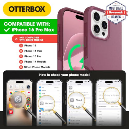 OtterBox iPhone 16 Pro Max – Commuter Series Slim MagSafe Case - Foxberry | 3X Military Drop Protection - Dual-Layer Design - Pocket-Friendly - Raised Edges - Port Covers - Non-Retail Packaging - color: Foxberry
