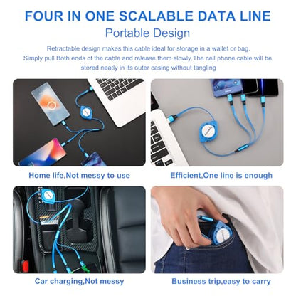 USB C Splitter Multi Charging Cable,3 in 1 Fast Charging Cord,3.3Ft 3 Pack - color: Blue