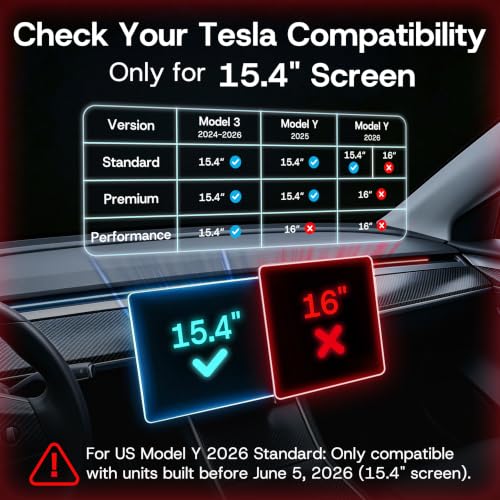 Screen Protector for Tesla Model 3 (2024-2026)/Model Y 2025 - size: 15.4" Model Y/3 Front-M