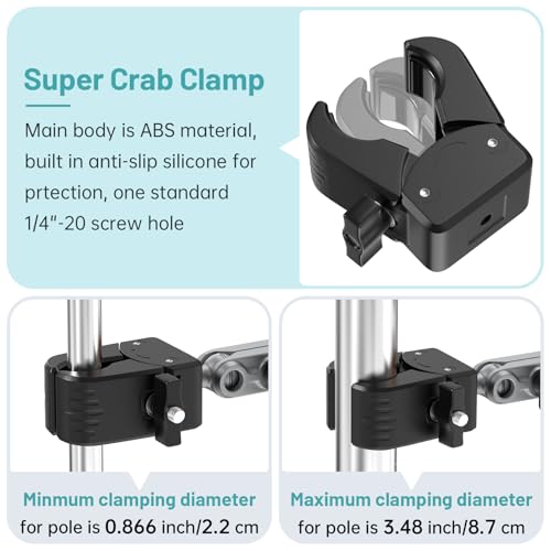 Mic Stand Phone Holder,2-Stage Magic Arm Super Clamp Phone Clip for Microphone Stand, Flexible Adjustable iPhone Music Stands Mount for iPhone17 16 15 14 13 12 11 Galaxy Nexus LG All Smartphones