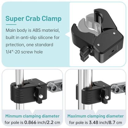 Mic Stand Phone Holder,2-Stage Magic Arm Super Clamp Phone Clip for Microphone Stand, Flexible Adjustable iPhone Music Stands Mount for iPhone17 16 15 14 13 12 11 Galaxy Nexus LG All Smartphones