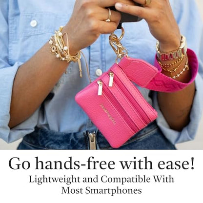 Save the Girls Clip & Go Phone Lanyard with Wallet Pouch, Classic Magenta - color: Magenta