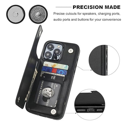 ONETOP for iPhone 15 Pro Max Wallet Case with Credit Card Holder,Black | Kickstand,ID/Cash Holder,Case Wallet with Card Slots,Double Magnetic Clasp,Durable PU Leather Shockproof Cover for Women Men - color: Black