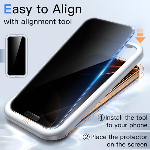 JETech 360° Privacy Screen Protector for iPhone 16 Pro Max, 2-Pack - size: iPhone 16 Pro Max