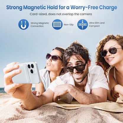 Magnetic Portable Charger Power Bank 5500mAh,Slim Wireless Portable Charger with LCD Display,PD Fast Charging USB-C Battery Pack Compatible with iPhone 17/17 Pro/17 Pro Max /16/15/14/13/12 -White