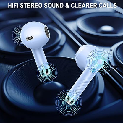 Wireless Earbuds, Bluetooth Headphones 5.4, HiFi Stereo, In-Ear Earbuds - color: azure