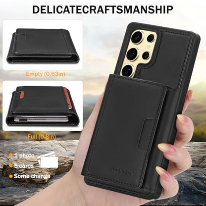 for Samsung Galaxy S25 Ultra Wallet Case, 2-in-1 Detachable Magnetic Wallet Case, Card Holder RFID Blocking, Fashionable Faux Leather Card Slot & Folding Design (Black) - color: Black, size: Samsung Galaxy S25 Ultra