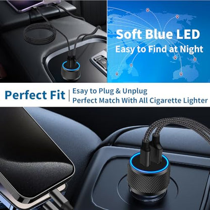 Apple MFi Certified iPhone 17 Car Charger, 52.5W PD/QC3.0 Car Power Adapter - color: Charcoal Black