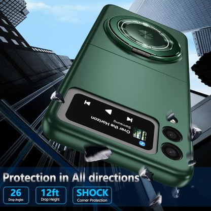 Magnetic Case for Samsung Galaxy Z Flip 3, [Compatible with MagSafe] Military Grade Shockproof Slim fit Samsung Z Flip 3 Phone Case with Magnetic Ring Kickstand, Green - color: Green, size: Samsung Galaxy Z Flip 3