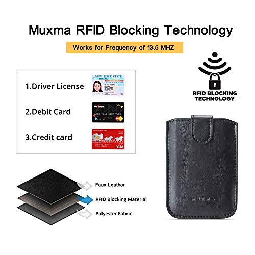 Phone Card Holder RFID Blocking Sleeve, Pu Leather Back Phone Wallet Stick-On Pull up 5 Card Holder Universally Pocket Covers Credit Cards Cash for iPhone/Android/Samsung/ Smartphones.Black (Black) - color: Black