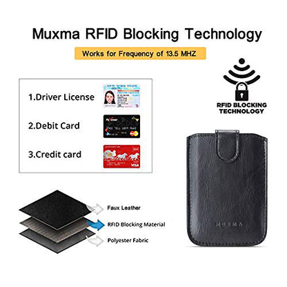 Phone Card Holder RFID Blocking Sleeve, Pu Leather Back Phone Wallet Stick-On Pull up 5 Card Holder Universally Pocket Covers Credit Cards Cash for iPhone/Android/Samsung/ Smartphones.Black (Black) - color: Black