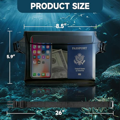 2 Pack Waterproof Floating Phone Pouches with Adjustable Belt for Beach Use | Holds phones, passports & wallets, leak-proof seal, floats on water, ideal for swimming, kayaking and cruises