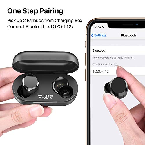 TOZO T12 Wireless Earbuds Bluetooth 5.3, Premium Sound, LED Digital Display