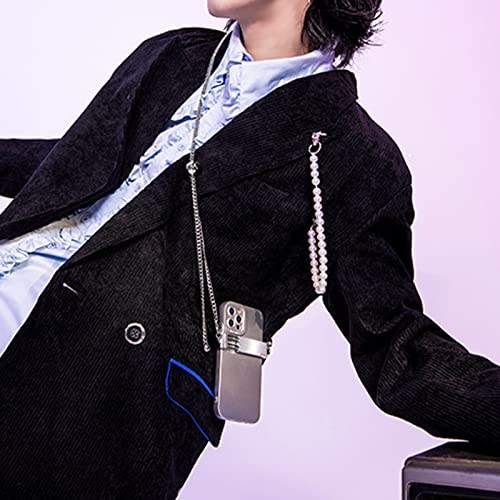 Portable Crossbody Phone Lanyard - Adjustable Metal Chain Case - color: Cell Phone Clips and Chains（gun Black Color）x01