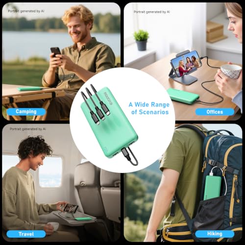 Portable Charger, 10000mAh Power Bank, Travel Battery Pack - color: Green