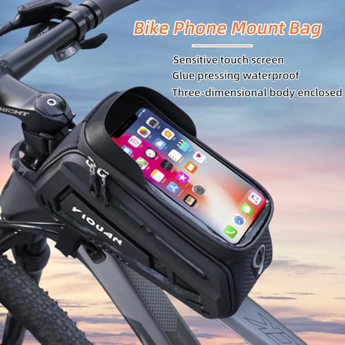 Yi Dong Waterproof Bike Phone Bag, Front Frame Pouch with Touchscreen | Secure Top Tube Storage, Fits Phones Under 8" – Ride Safe