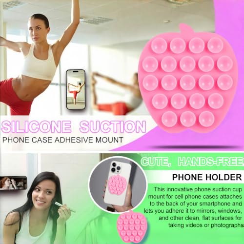 CIEO SuctionPhone Grip, Strong Silicone Suction,Strawberry Sticky Grip,Suitable for Selfies and Videos on Mirrors, Bathrooms and Smooth Surfaces, Compatible with iPhone (Pink) - color: Pink