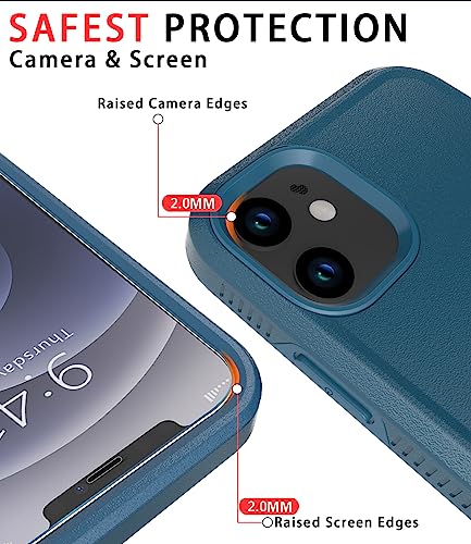 Diverbox for iPhone 12 case [Shockproof] [Dropproof] [Tempered Glass Screen Protector],Heavy Duty Protection Phone Case Cover for Apple iPhone 12 (Blue-2in1) - color: Blue-2in1