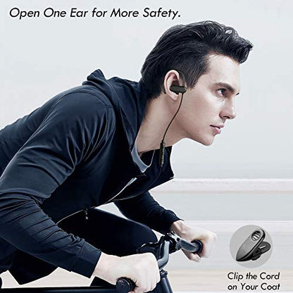 Single Earbud, One Ear Sport Earphone with Hook, Mono Headphone with Mic and in-line Control for Safe Driving, Biking, Running, Gaming and Working, for Right Ear Wearing Only, CGS09